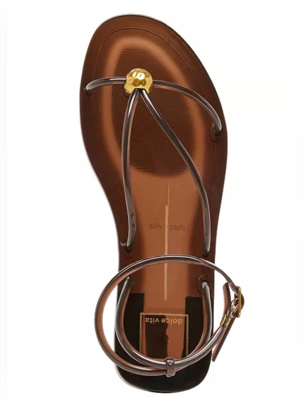 Dolce Vita Kenley Sandals Chocolate Brown Vinyl Flat Thong Jelly